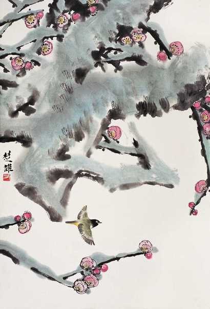 方楚雄 梅雀图 立轴